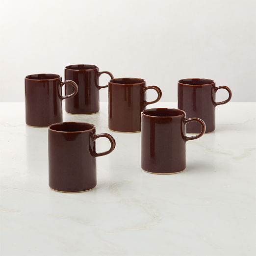 Prado Oxblood Coffee Mugs with Reactive Glaze 12oz Set of 6