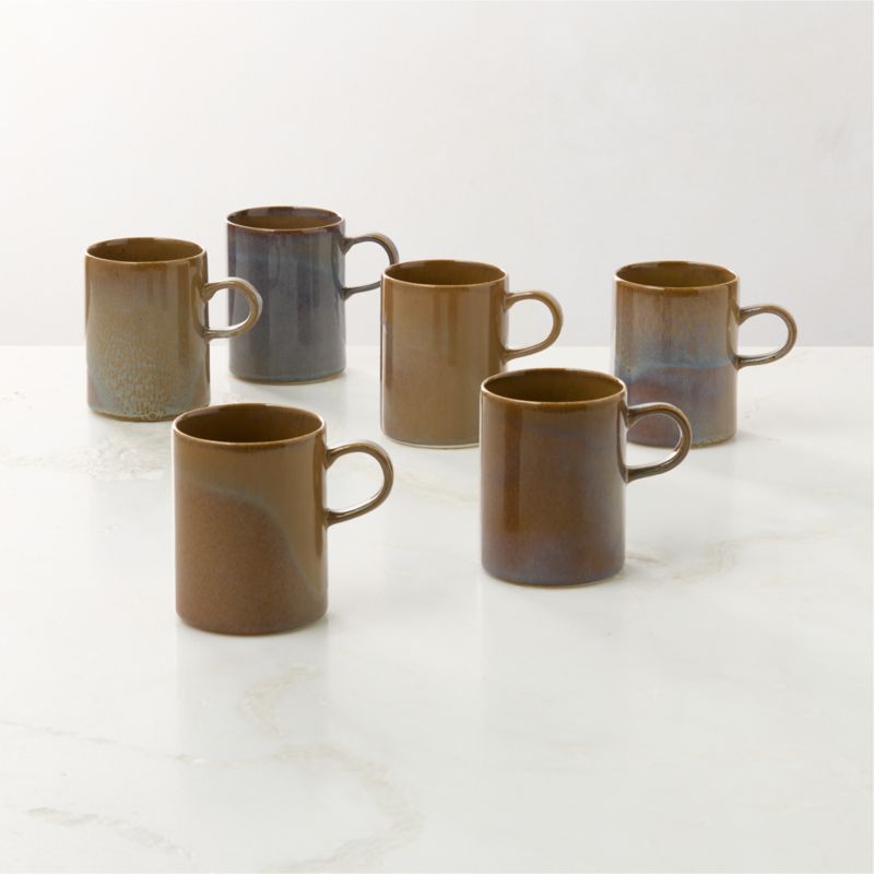 View Prado Tan Coffee Mugs with Reactive Glaze 12oz Set of 6 details