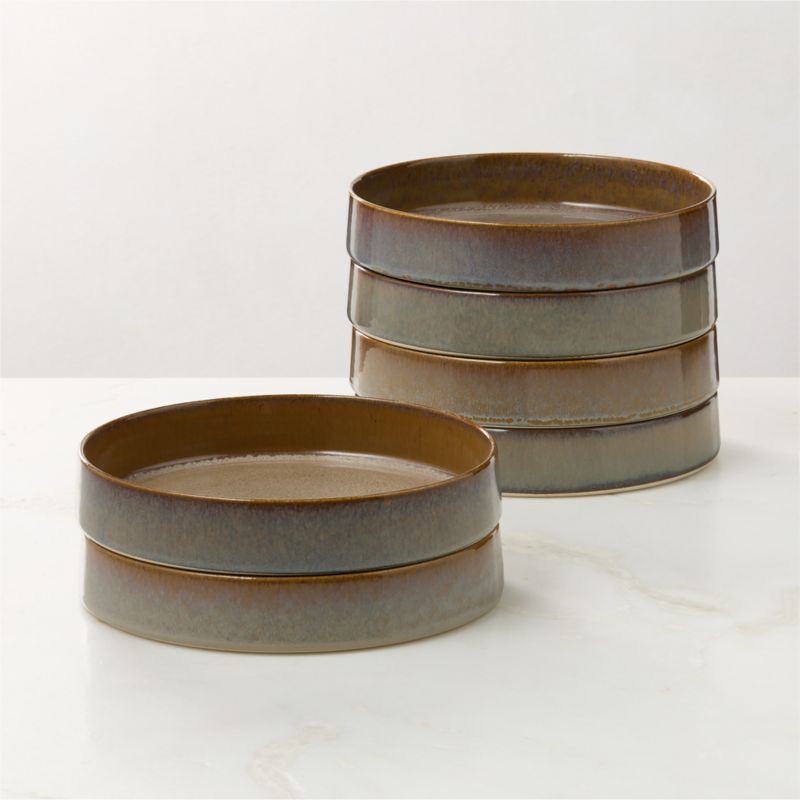 View Prado Tan Pasta Bowls With Reactive Glaze Set of 6 details