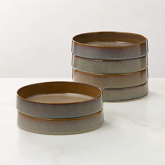 Prado Tan Pasta Bowls With Reactive Glaze Set of 6