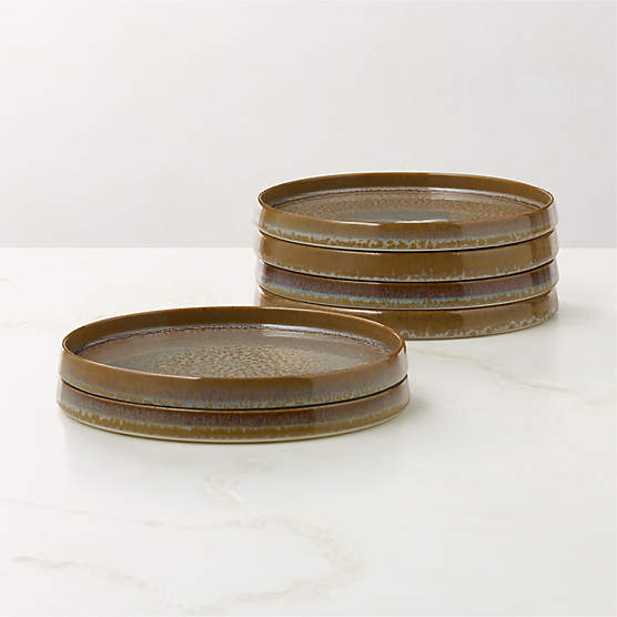 Prado Tan Salad Plates With Reactive Glaze Set of 6