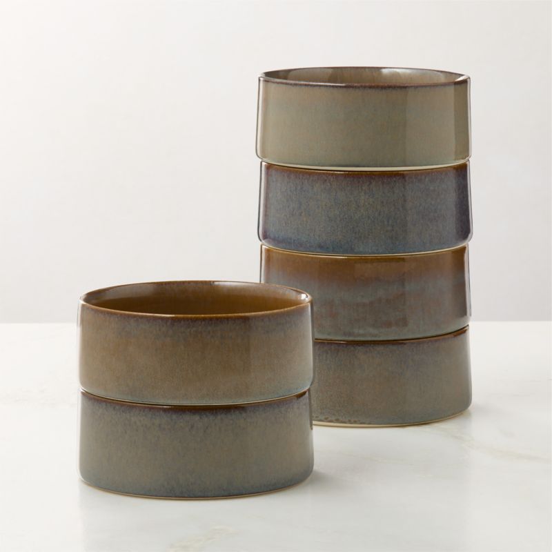 View Prado Tan Soup Bowls With Reactive Glaze Set of 6 details