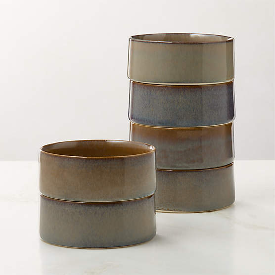 Prado Tan Soup Bowls With Reactive Glaze Set of 6