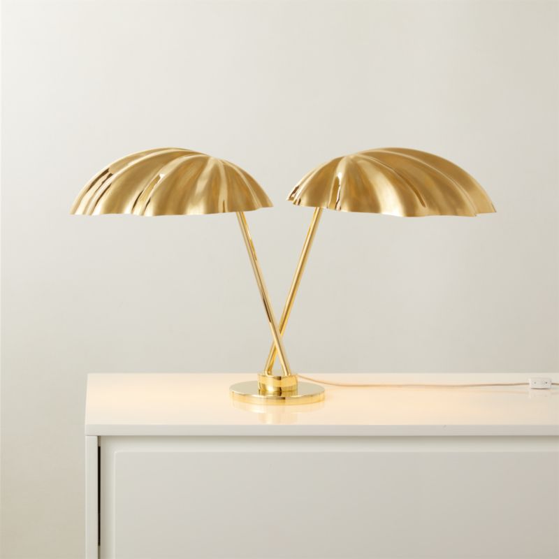 Praia Shell Unlacquered Brass Table Lamp - image 0 of 6