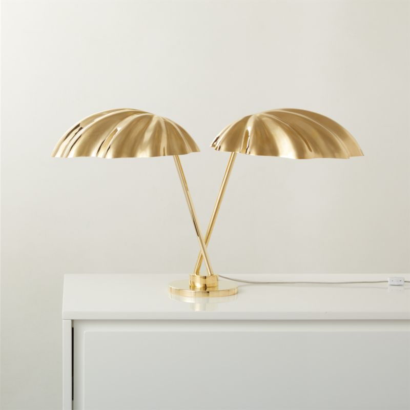 Praia Shell Unlacquered Brass Table Lamp - image 2 of 6