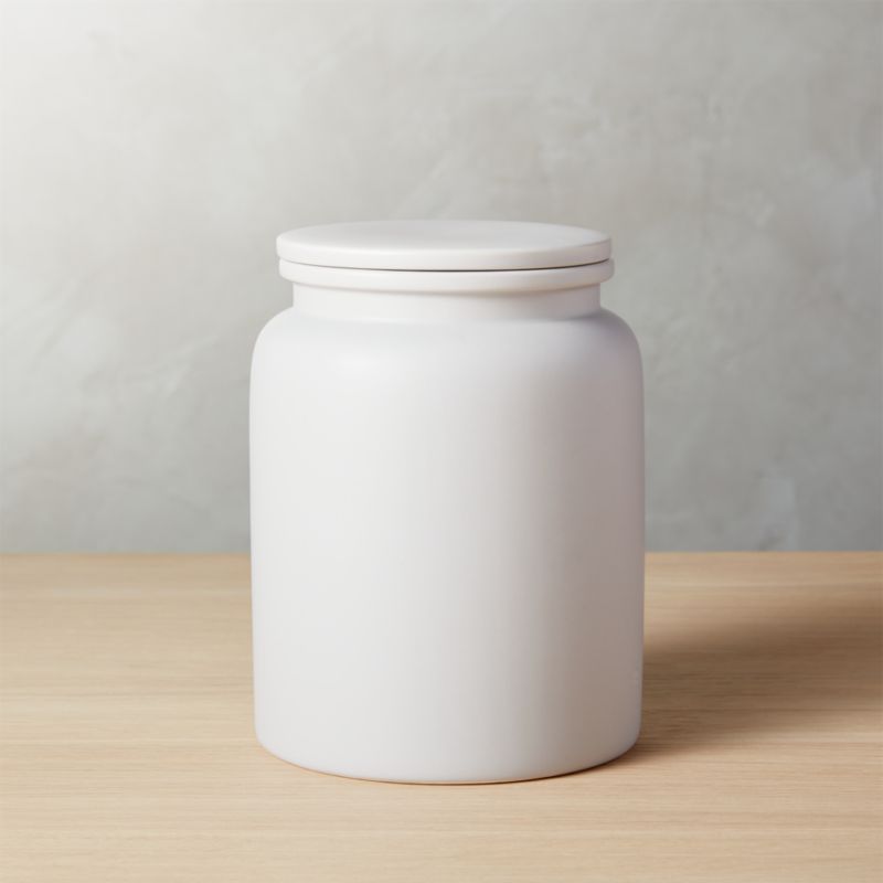 Aspen Large White Canister with Scoop + Reviews