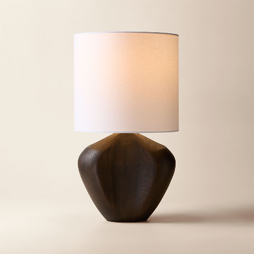 Press Oak Wood Table Lamp