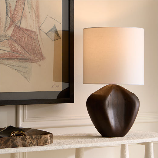 Press Oak Wood Table Lamp