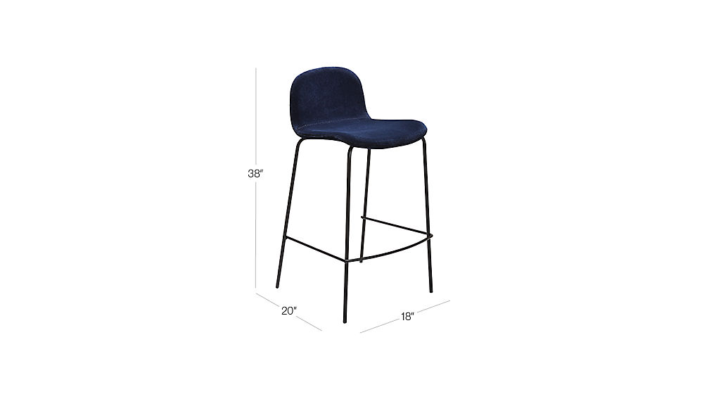 Primitivo Blue Velvet 30" Bar Stool + Reviews CB2