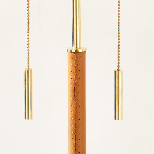 Prix Leather and Polished Brass Floor Lamp