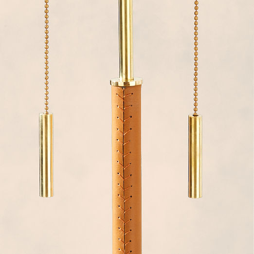 Prix Leather and Polished Brass Floor Lamp