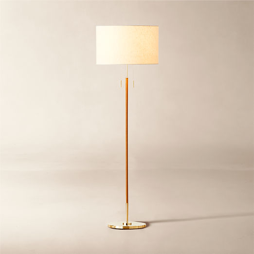 Prix Leather and Polished Brass Floor Lamp