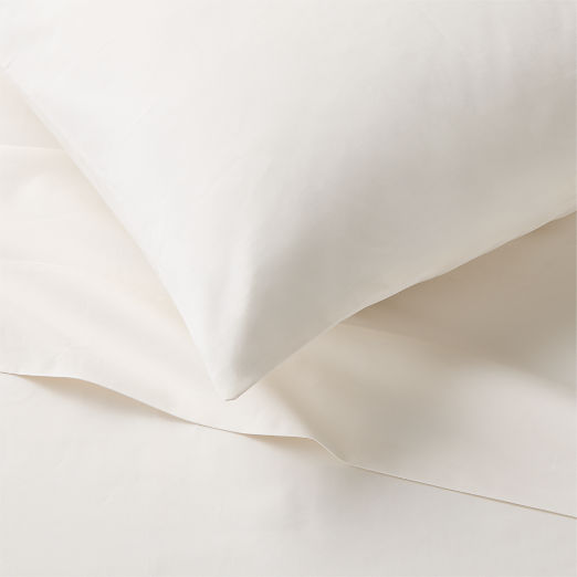 Premier Warm White Organic Cotton Percale 500 Thread Count Pillowcases Set of 2