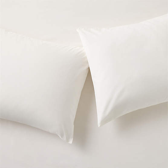 Premier Warm White Organic Cotton Percale 500 Thread Count King Pillowcases Set of 2