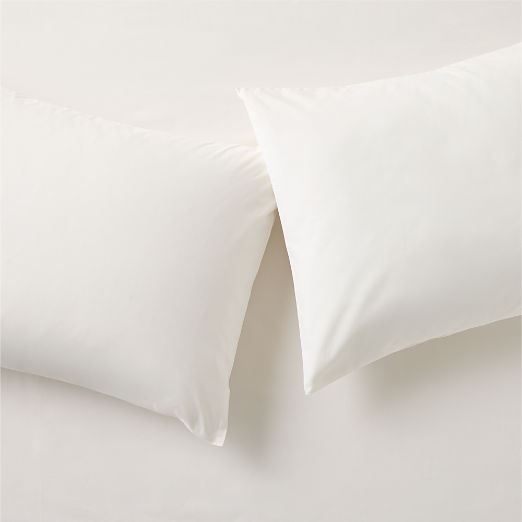 Premier Warm White Organic Cotton Percale 500 Thread Count King Pillowcases Set of 2