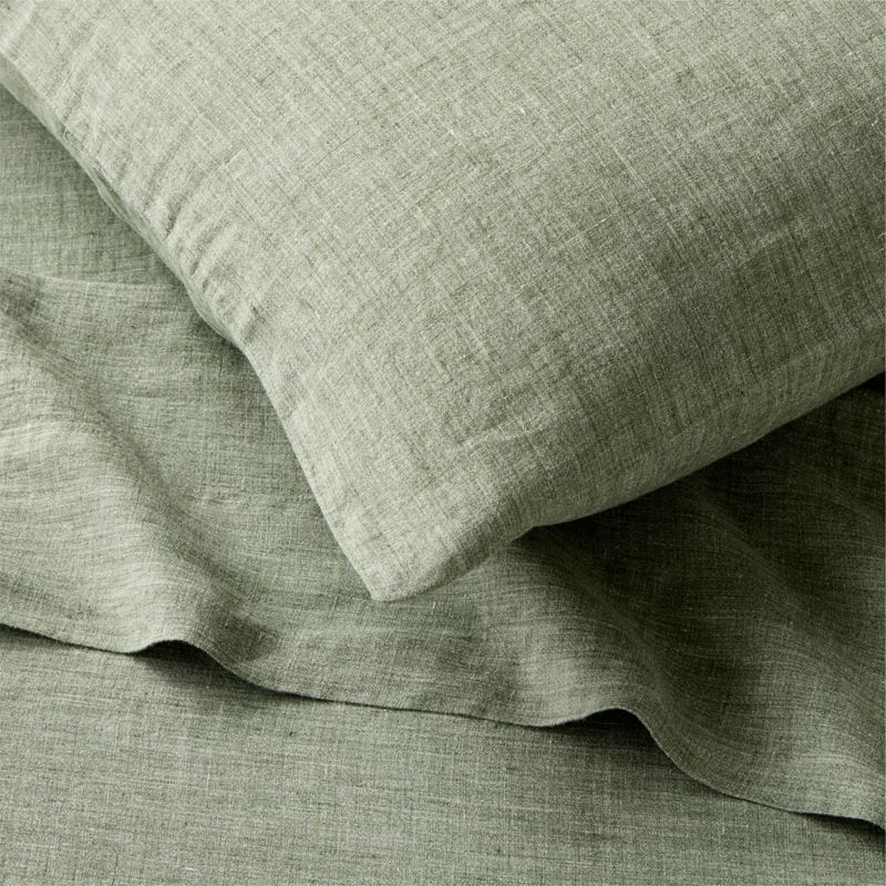 Premier Sage Green EUROPEAN FLAX™-Certified Heathered Linen Standard Pillowcases Set of 2