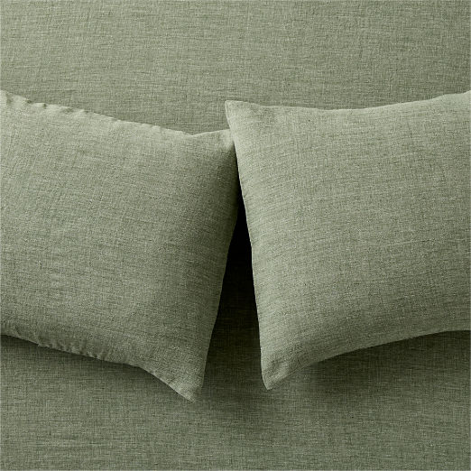 Premier Sage Green EUROPEAN FLAX™-Certified Heathered Linen Standard Pillowcases Set of 2