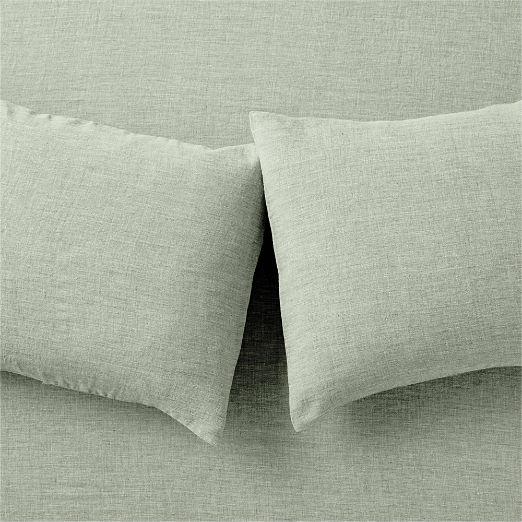Premier Sage Green EUROPEAN FLAX™-Certified Heathered Linen Pillowcases Set of 2