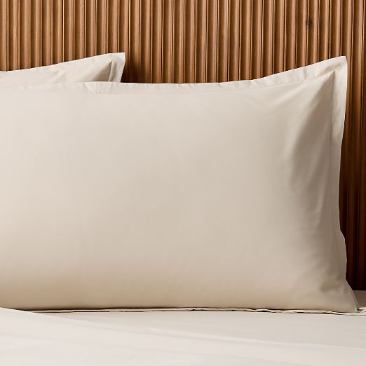 Premier Light Taupe Organic Cotton Percale 500 Thread Count Pillow Shams Set of 2