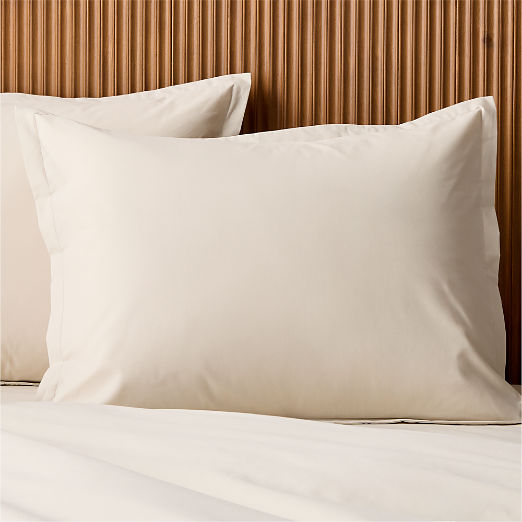 Premier Light Taupe Organic Cotton Percale 500 Thread Count Standard Pillow Shams Set of 2