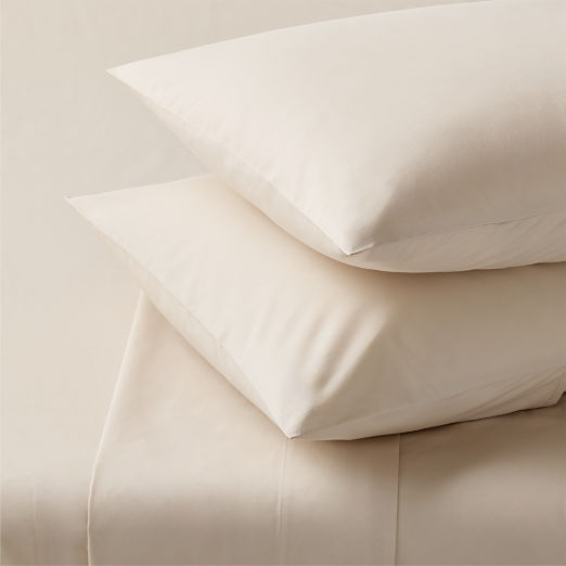 Premier Light Taupe Organic Cotton Percale 500 Thread Count Sheet Set