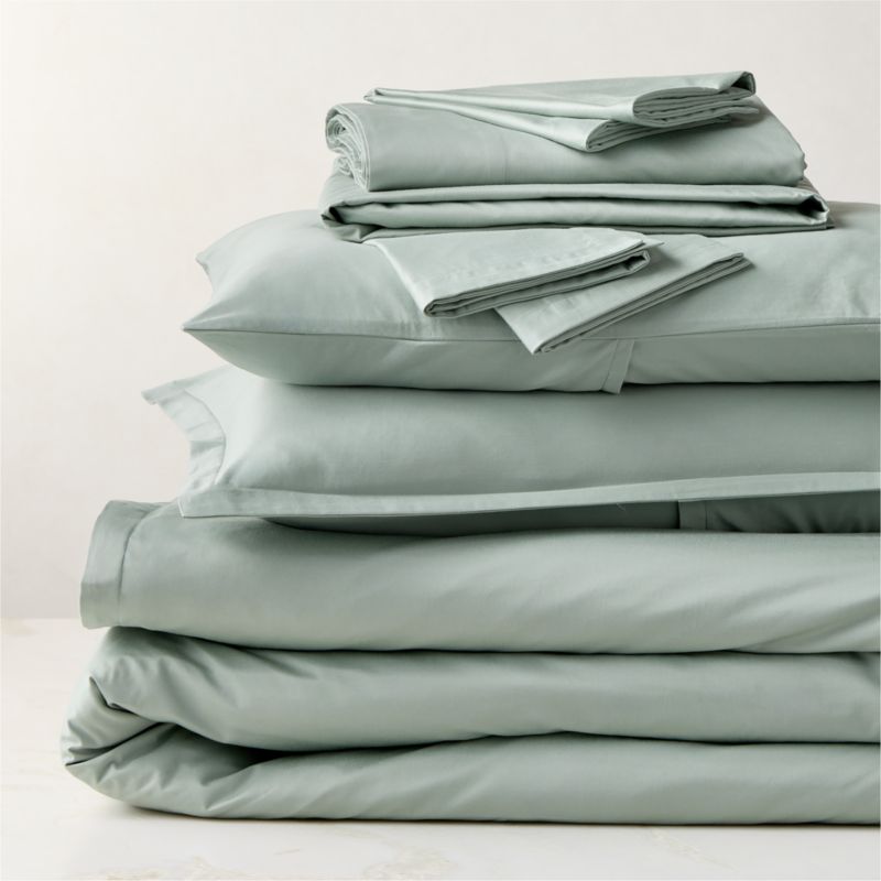 Viewing product image Premier Pale Teal Organic Cotton Sateen 600 Thread Count Full/Queen Bedding Set - image 1 of 1