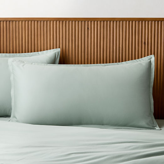 Premier Pale Teal Organic Cotton Sateen 600 Thread Count King Pillow Shams Set of 2