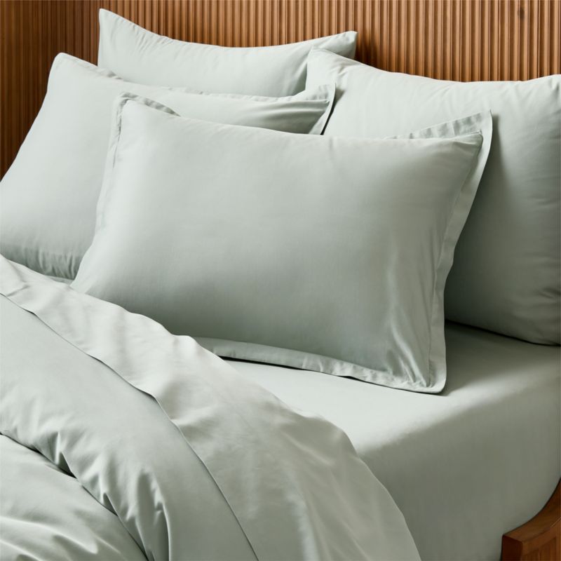 Premier Pale Teal Organic Cotton Sateen 600 Thread Count Standard Pillow Shams Set of 2 - image 3 of 7