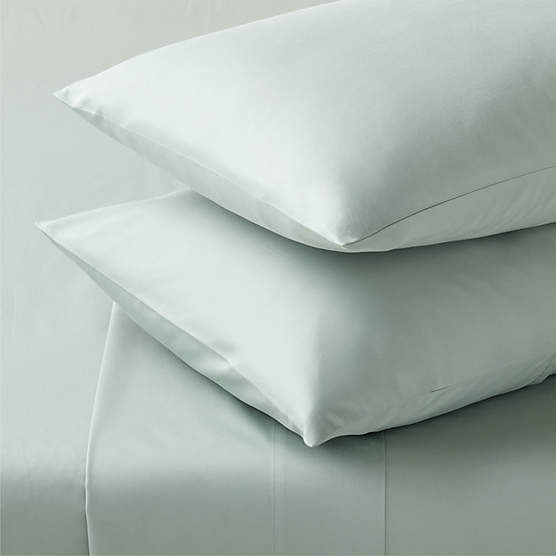 Premier Pale Teal Organic Cotton Sateen 600 Thread Count Queen Sheet Set