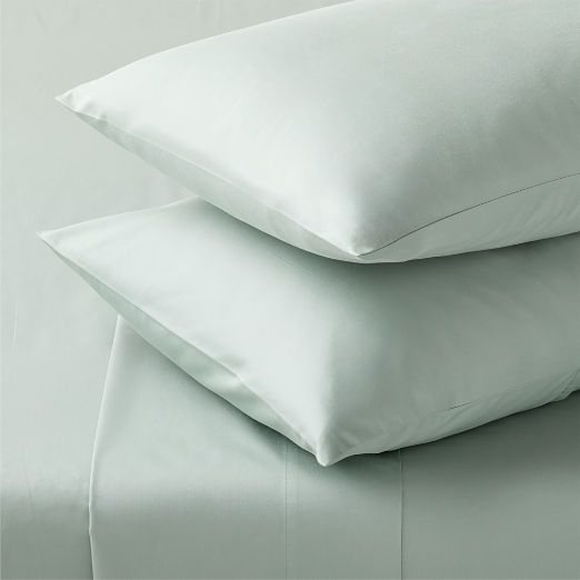 Premier Pale Teal Organic Cotton Sateen 600 Thread Count King Sheet Set