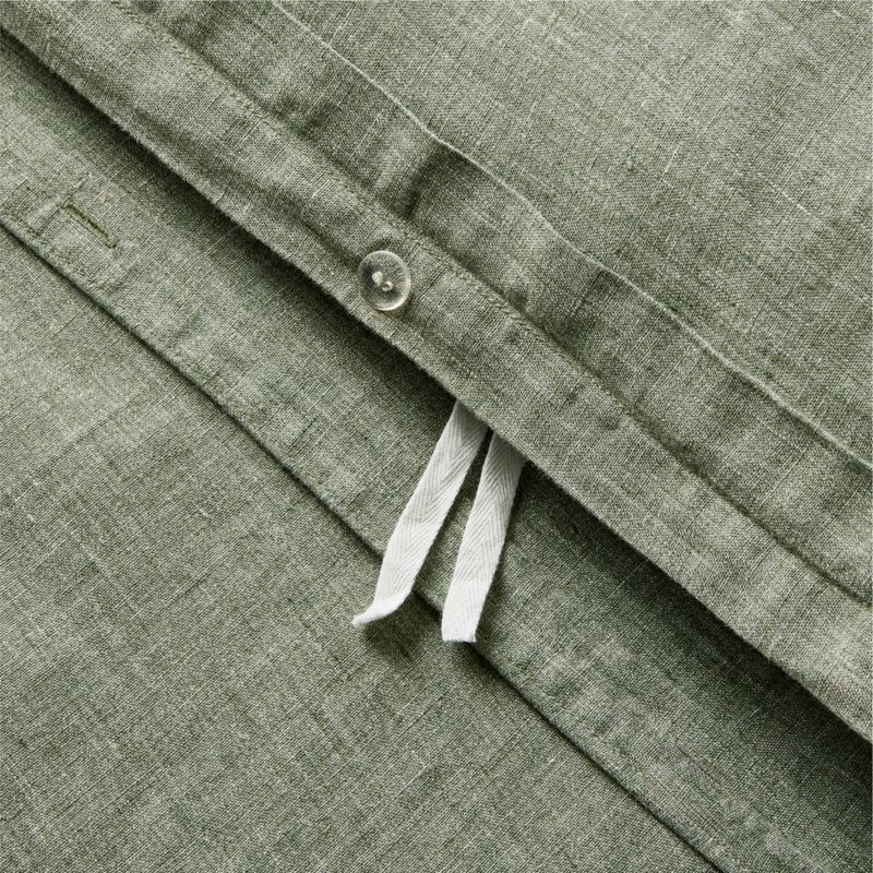 Premier Sage Green EUROPEAN FLAX™-Certified Heathered Linen Full/Queen Duvet Cover