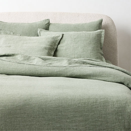 Premier Sage Green EUROPEAN FLAX™-Certified Heathered Linen Duvet Cover
