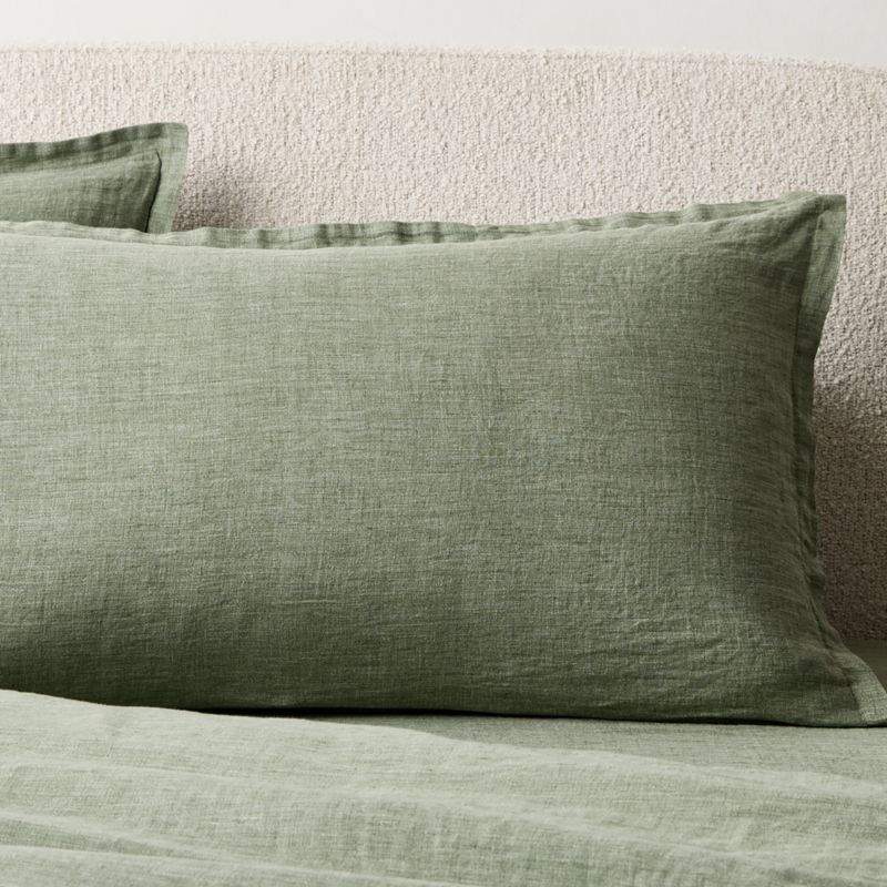 Premier Sage Green EUROPEAN FLAX™-Certified Heathered Linen Standard Pillow Shams Set of 2