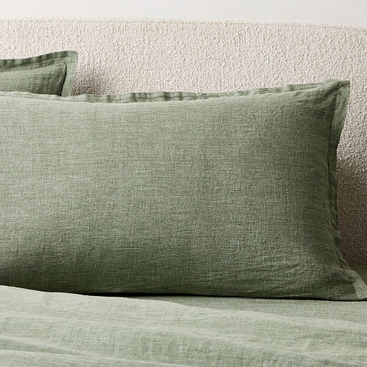 Premier Sage Green EUROPEAN FLAX™-Certified Heathered Linen Pillow Shams Set of 2