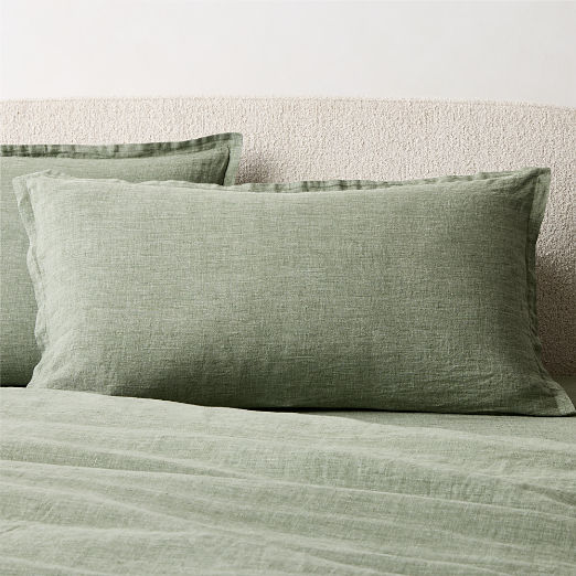 Premier Sage Green EUROPEAN FLAX™-Certified Heathered Linen King Pillow Shams Set of 2