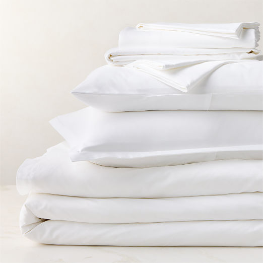 Premier White Organic Cotton Sateen 600 Thread Count Bedding Set
