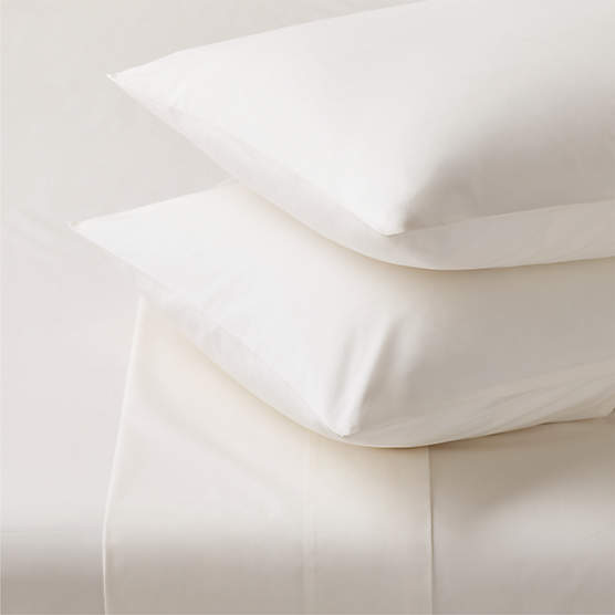 Premier Warm White Organic Cotton Percale 500 Thread Count Queen Sheet Set