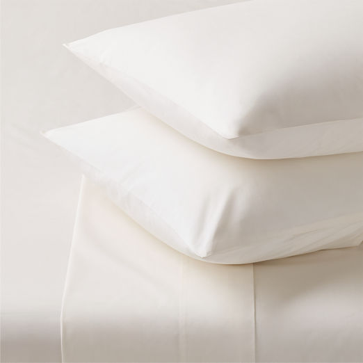 Premier Warm White Organic Cotton Percale 500 Thread Count Queen Sheet Set