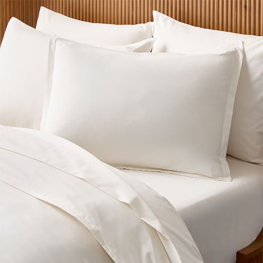 Premier Warm White Organic Cotton Percale 500 Thread Count Standard Pillow Shams Set of 2