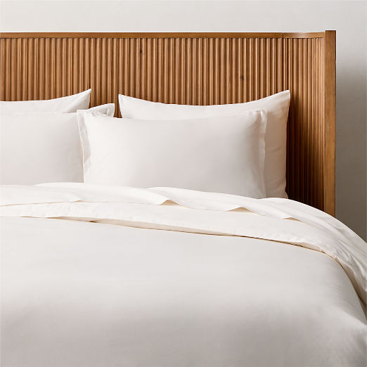 Premier Warm White Organic Cotton Sateen 600 Thread Count Full/Queen Duvet Cover