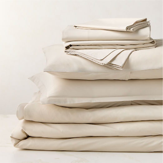 Premier Light Taupe Organic Cotton Percale 500 Thread Count Bedding Set