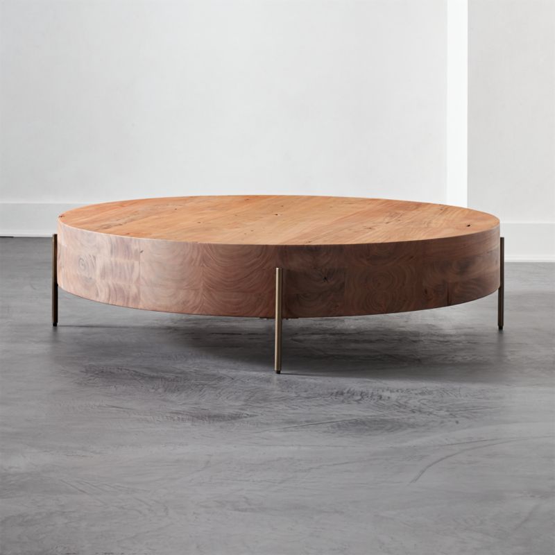 Proctor Low Round Wood Coffee Table, Round Wooden Coffee Tables