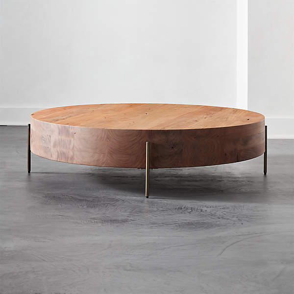 Proctor Low Round Wood Coffee Table, Round Low Table