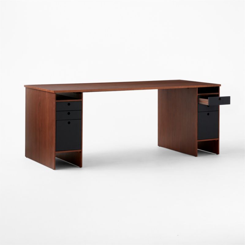 Proust 6-Drawer Walnut Wood Desk - image 3 of 7