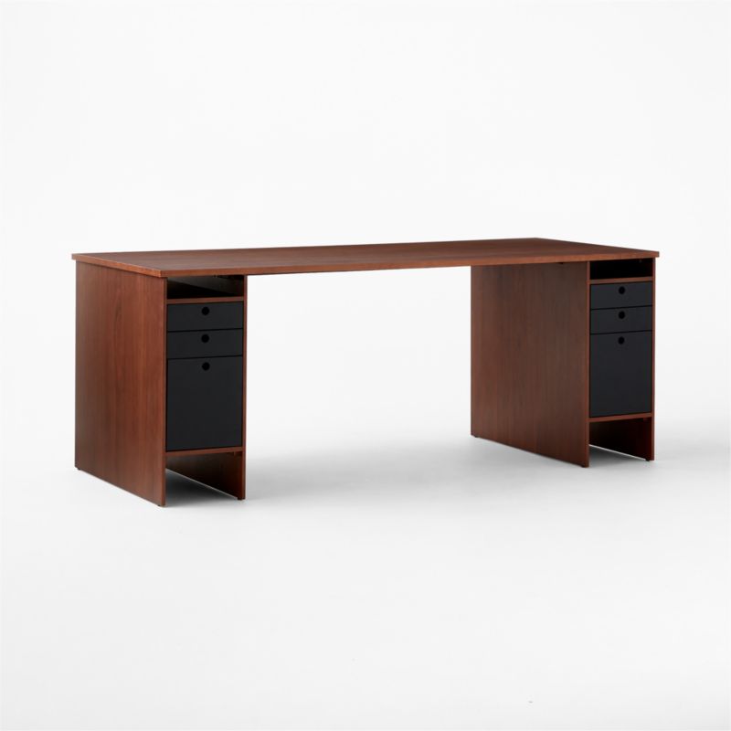 Proust 6-Drawer Walnut Wood Desk - image 2 of 7