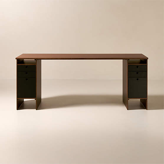 Proust 76" 6-Drawer Walnut Wood Desk by Gianfranco Frattini