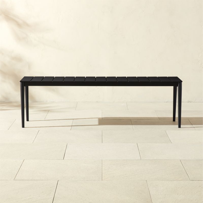 Proux 62" Charcoal Black Metal Outdoor Dining Bench - image 0 of 5