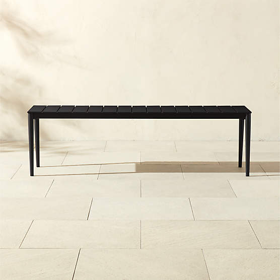 Proux 62" Charcoal Black Metal Outdoor Dining Bench