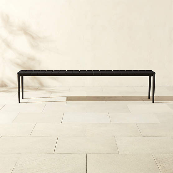 Proux 83" Charcoal Black Metal Outdoor Dining Bench