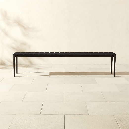 Proux 83" Charcoal Black Metal Outdoor Dining Bench